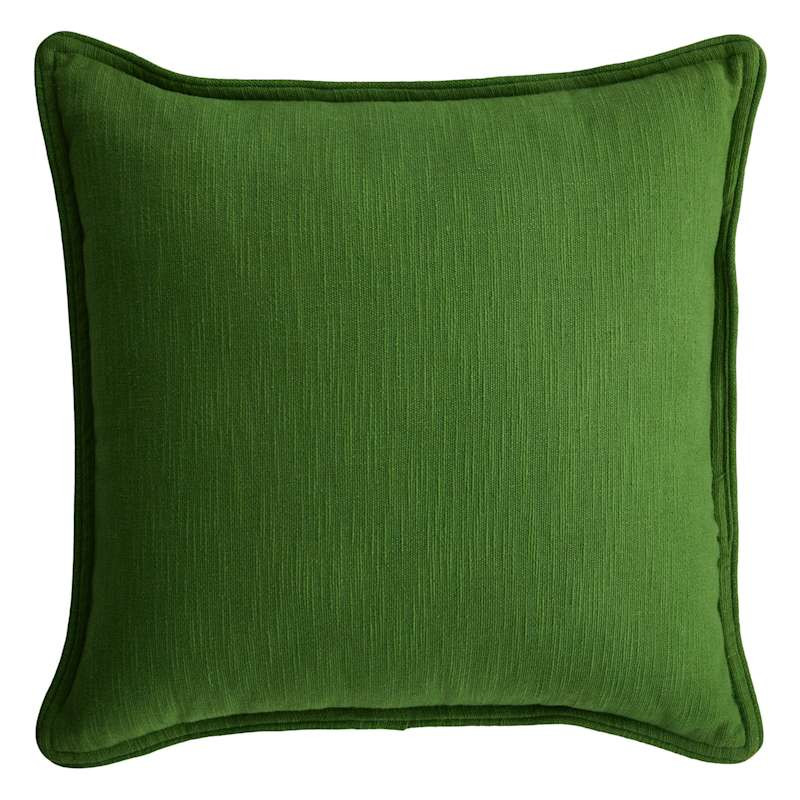 Artichoke Green Textured Cotton Slub Throw Pillow with Piping, 20" | At Home