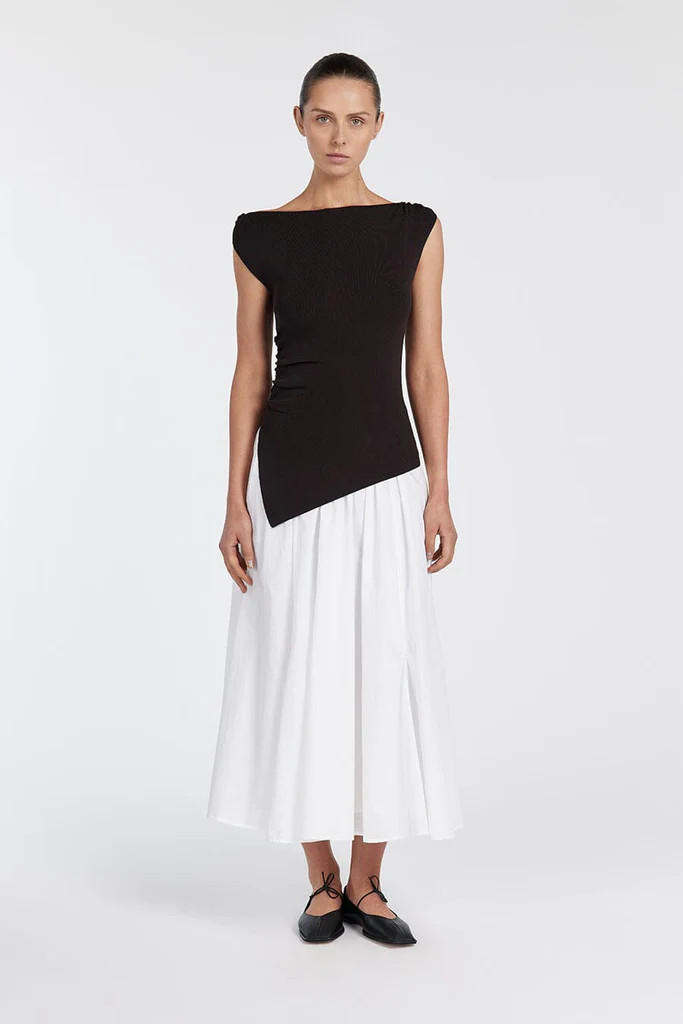POPPY BITTER CHOC ASYM LONGLINE TOP | DISSH
