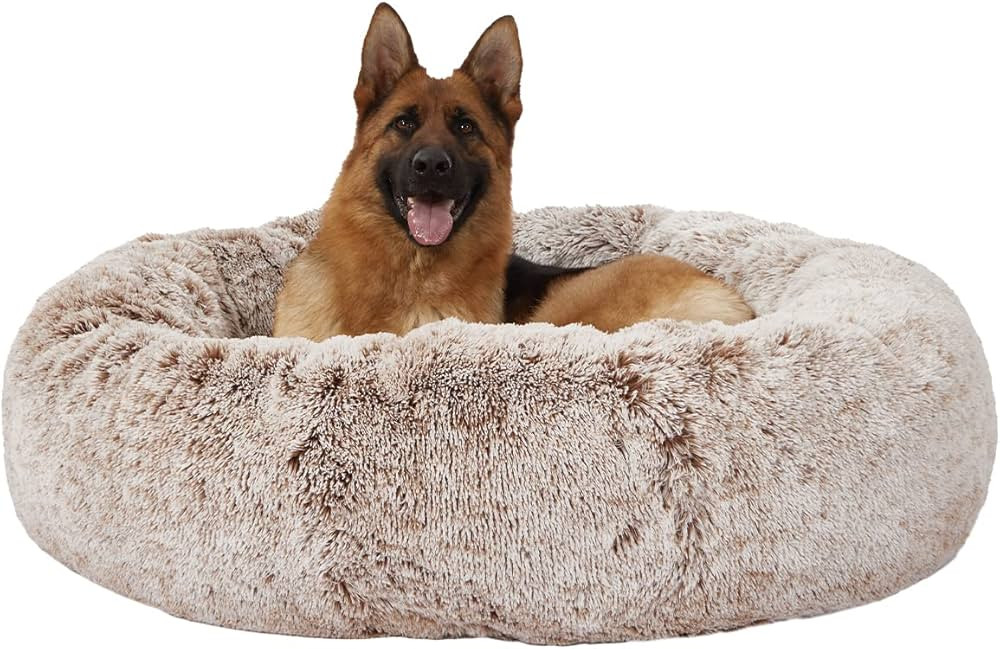 Bedfolks Calming Donut Dog Bed, 45 Inches Round Fluffy Dog Beds for Extra Large Dogs, Anti-Anxiet... | Amazon (US)