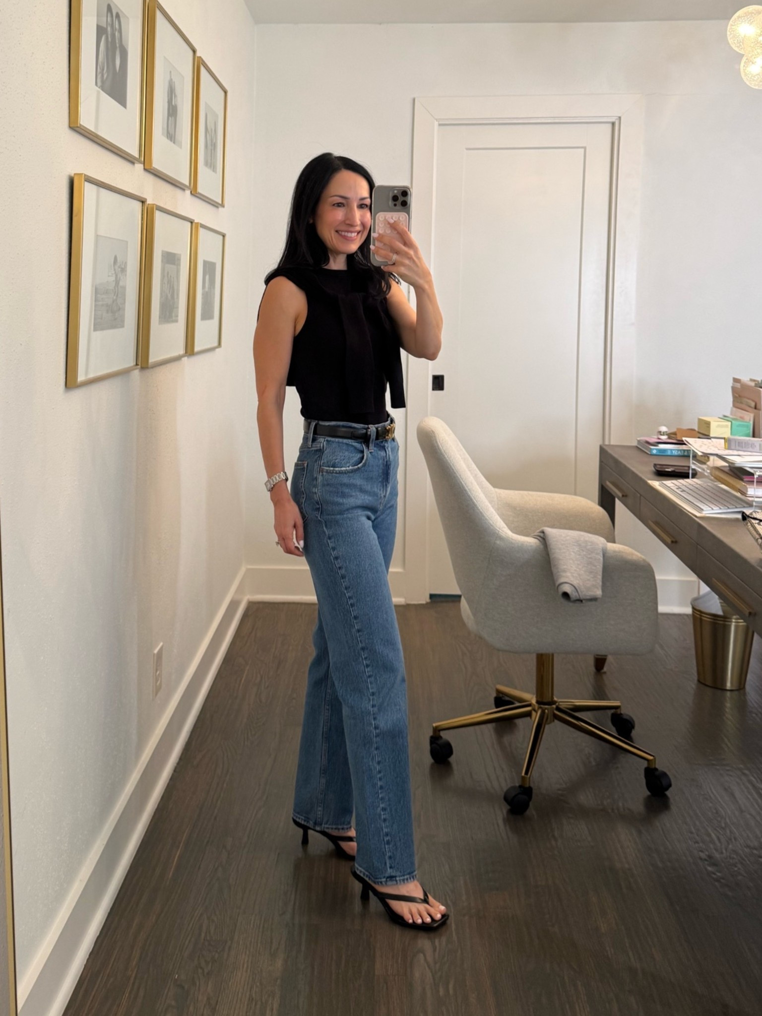 Fav Abercrombie straight leg jeans (wearing 24 short) , HM tank, cardigan, and Amazon kitten heels. For podcast recording day!

#LTKootd #LTKPetite #LTKOver40