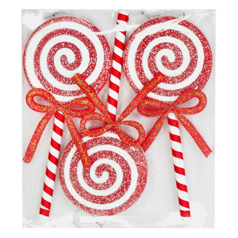 Elfin' Around 3-Count Red Lollipop Shatterproof Ornaments | At Home