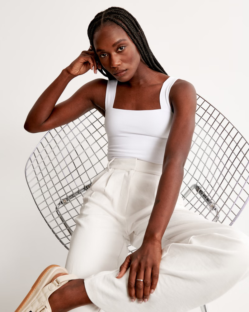 Cotton Seamless Fabric Squareneck Bodysuit | Abercrombie & Fitch (US)