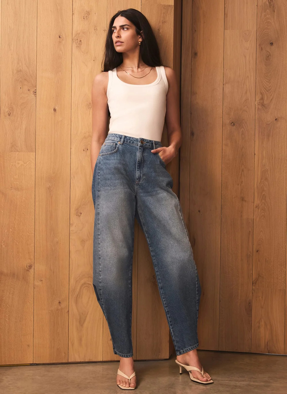 Mid Indigo Balloon Popper Jeans | Mint Velvet