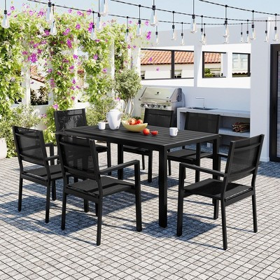 PAGED Patio Set Dining Steel Patio Table and Chairs Set Weather-Resistant for Patio, Balcony, Garden, Courtyard, Black | Target