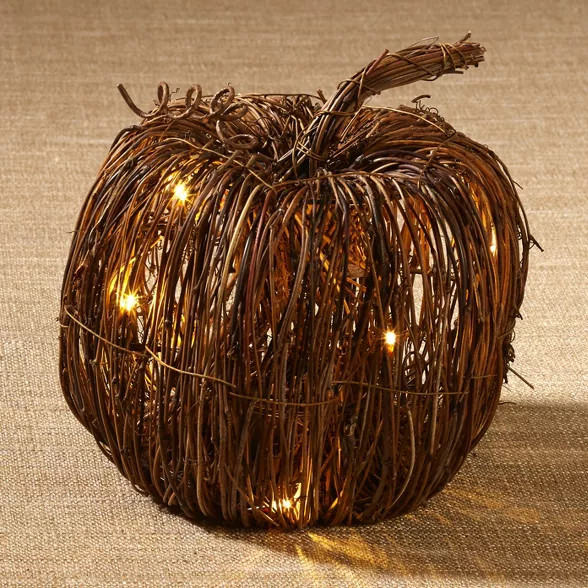 Lakeside Rattan Lighted Pumpkin - Harvest Halloween Decor for Tabletops, Mantles | Target
