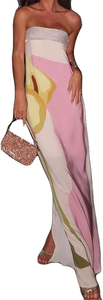 Women's Sexy Sleeveless Off Shoulder Patchwork Printed Bodycon Cocktail Party Holiday Dress | Amazon (US)