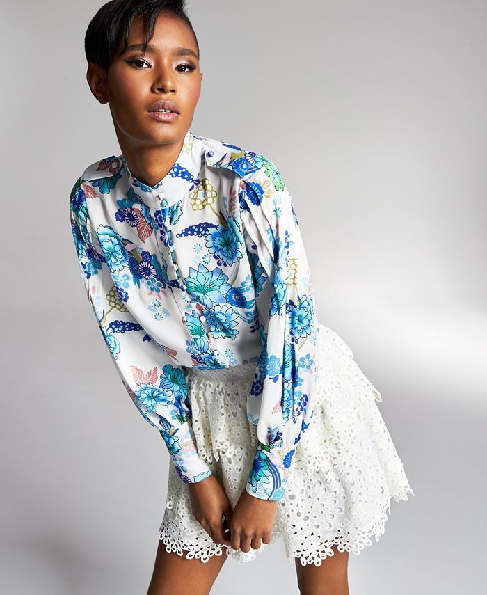 Misa Hylton for INC Stand Collar Woven Blouse, Created for Macy's | Macys (US)