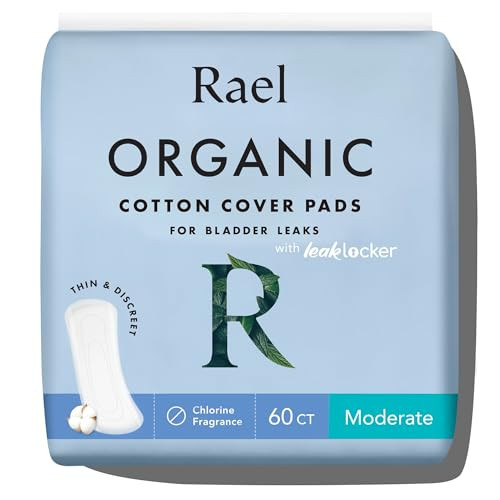 Rael Incontinence Pads for Women, Organic Cotton Cover, Postpartum Essential, Heavy Absorbency, Bladder Control, 4-Layer Core with Leak Guard Technology, Long Length (Moderate, 60 Count) | Amazon (US)