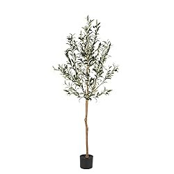 Realead 5ft Artificial Olive Tree, Large Fake Potted Olive Silk Tree Faux Olive Plants in Plastic... | Amazon (US)
