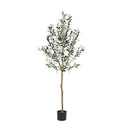 Realead 5ft Artificial Olive Tree, Large Fake Potted Olive Silk Tree Faux Olive Plants in Plastic... | Amazon (US)