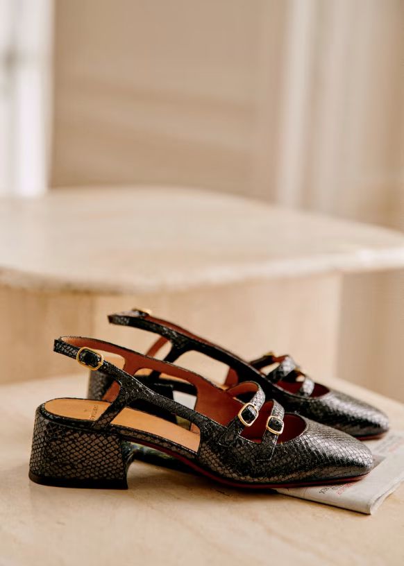 Babies Paula - Ardoise serpent - Cuir caprin embossé serpent - Sézane | Sezane Paris