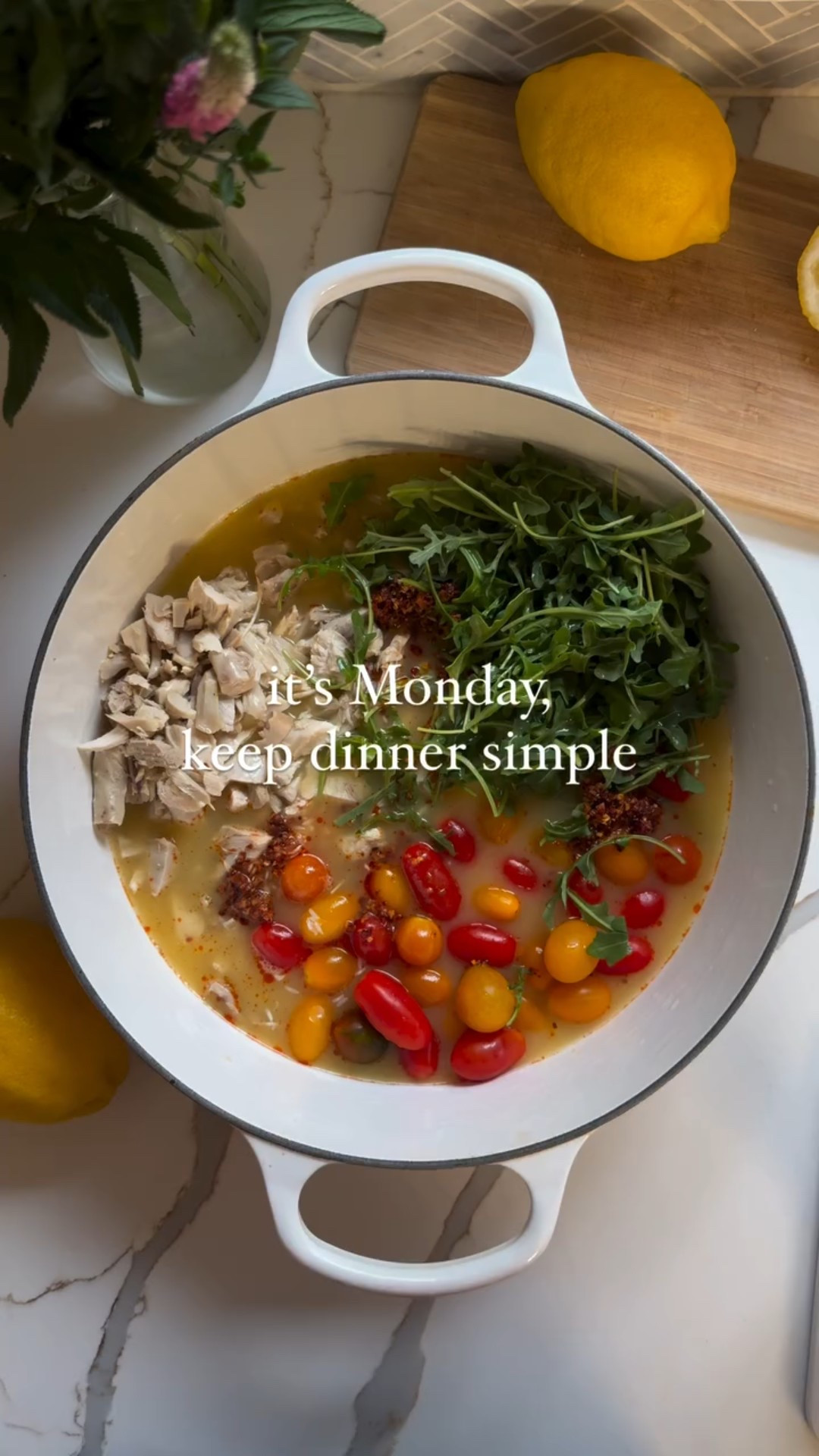 This creamy Boursin chicken and rice bake is the easiest meal you’ll make this week. Just add everything to a Dutch oven (or oven safe tray + foil). No stress here just creamy and cheesy! ✨ 

1 cup basmati or jasmine rice
2 cups shredded chicken
1 cup cherry tomatoes 
1 cup arugula
2-3 tbsp of chili crisp, depending on how much spice you like
1/2 lemon 
2 and 1/4 cups chicken broth
1 Boursin cheese, shallot and chives
1/4 cup shredded Parmesan 

1. Add washed and rinsed rice, along with tomatoes, chicken and arugula to a large oven save pot. Add chili crisp, squeeze the lemon, and cover with broth. Finally top with Boursin cheese

2. Bake in oven with lid at 375F for 35-40 minutes until liquid is absorbed and rice is tender.

3. Remove from oven and stir, let sit for 5-10 minutes to let everything settle. Add Parmesan and mix.