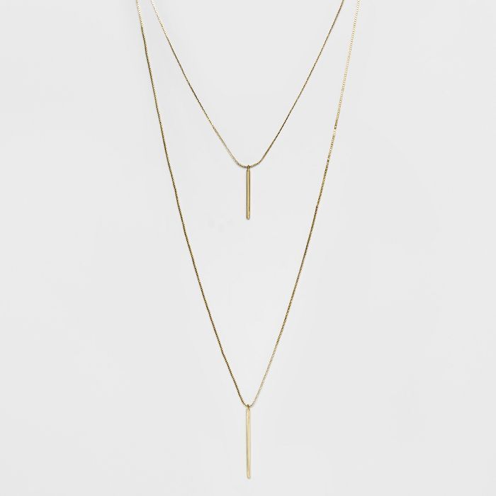 Short and Long Layered Pendant Necklace - A New Day™ Gold | Target