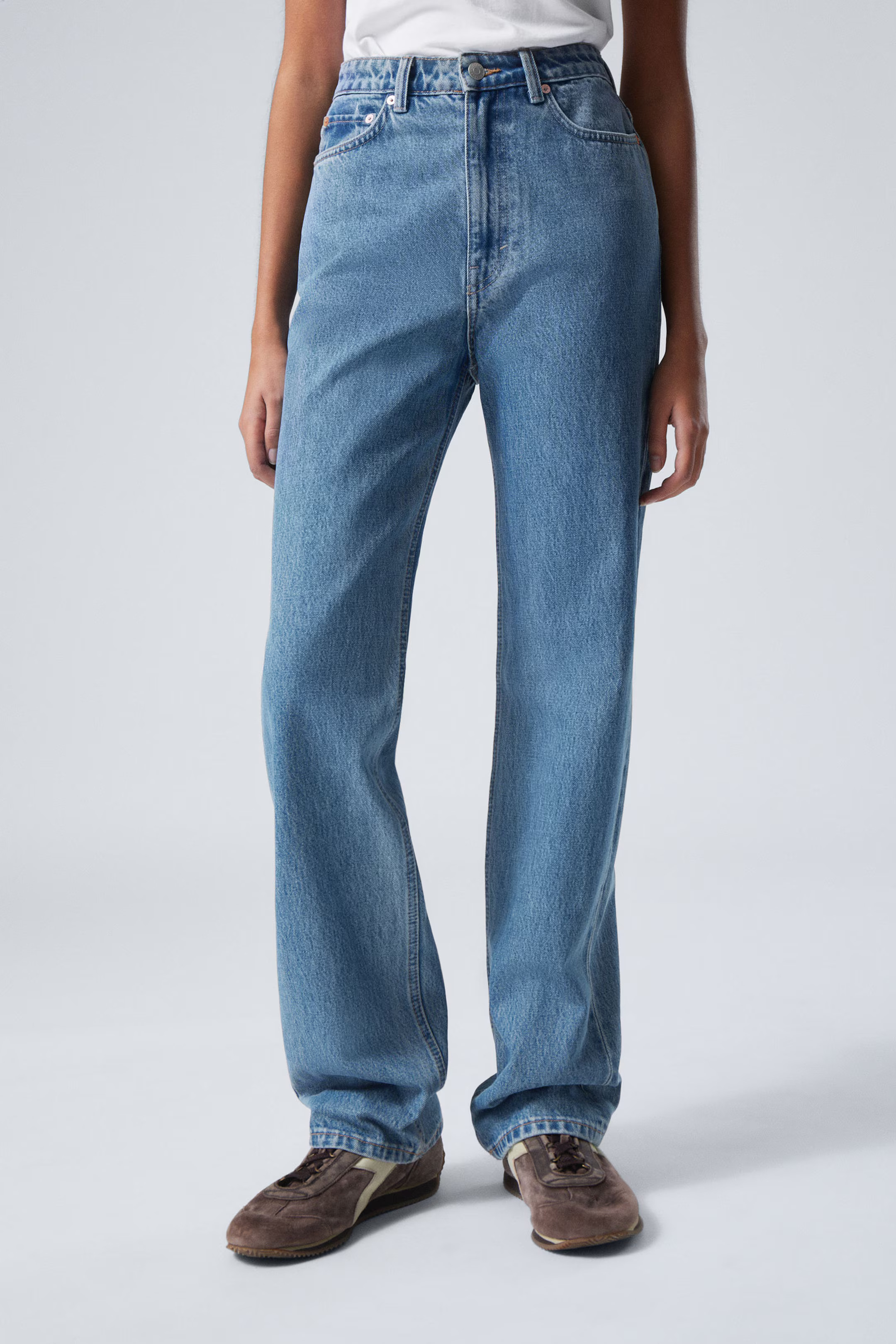 Rowe Super High Waisted Regular Straight Leg Jeans | Weekday