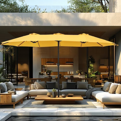 Captiva Designs 9'x15' Rectangular Outdoor Market Umbrella with Crank Handle Golden Yellow | Target