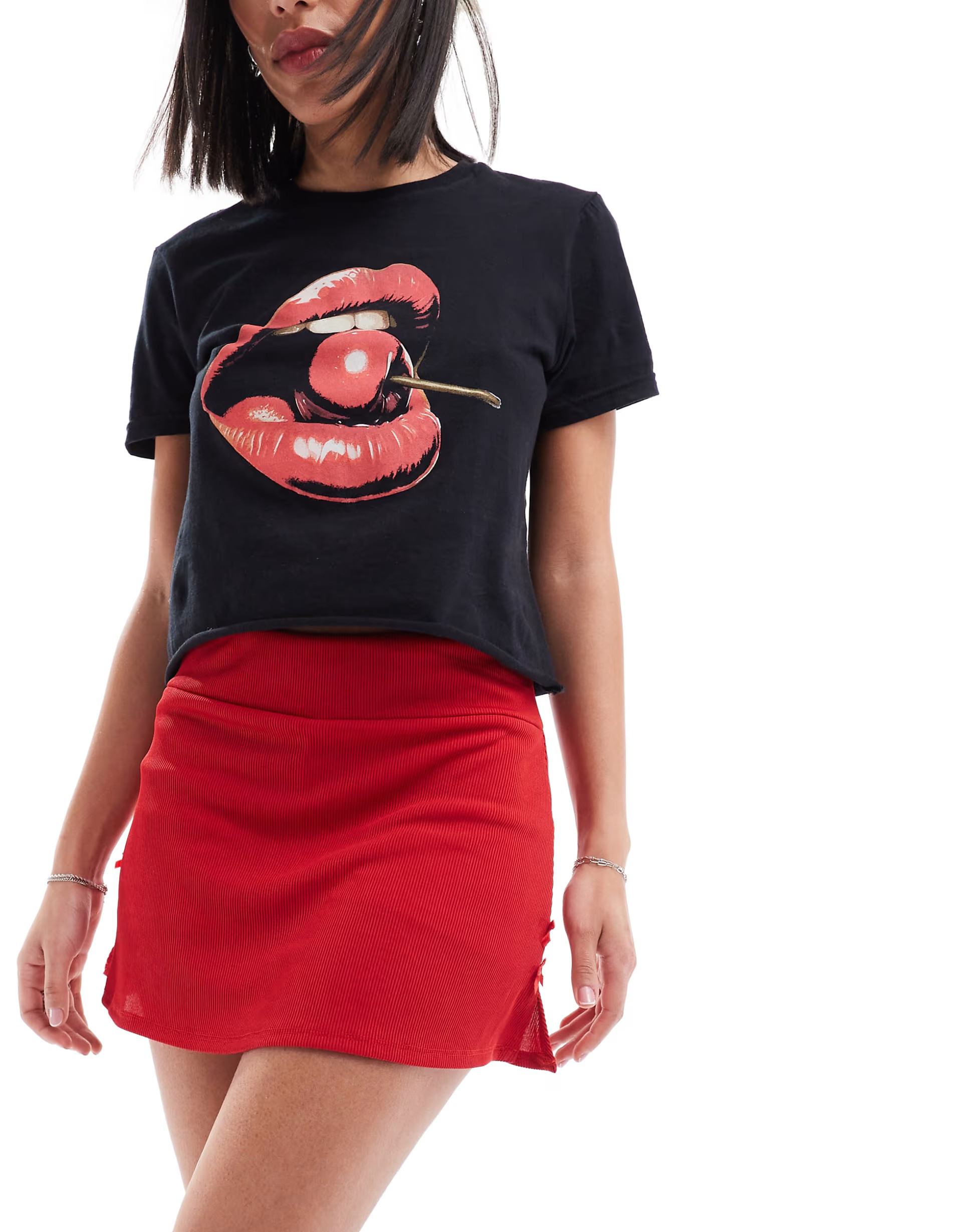 Reclaimed Vintage - Jupe-short avec nœuds - Rouge | ASOS (Global)