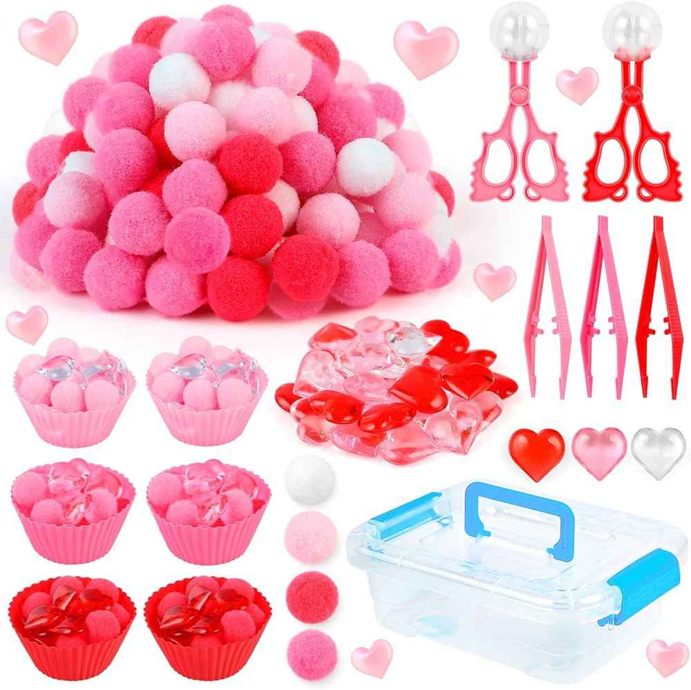 142 Pcs Valentine's Day Fine Motor Toys Counting Sorting Valentine Decorations Sensory Bin Filler... | Amazon (US)