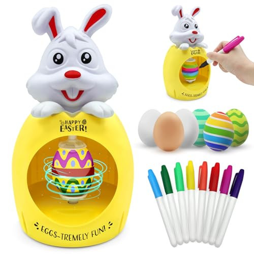 Xohny Easter Egg Decorating Kit, Bunny Shape Spinner Decorator, DIY Easter Egg Coloring Kit with 8 Markers and 6 Plastic Eggs | Amazon (US)
