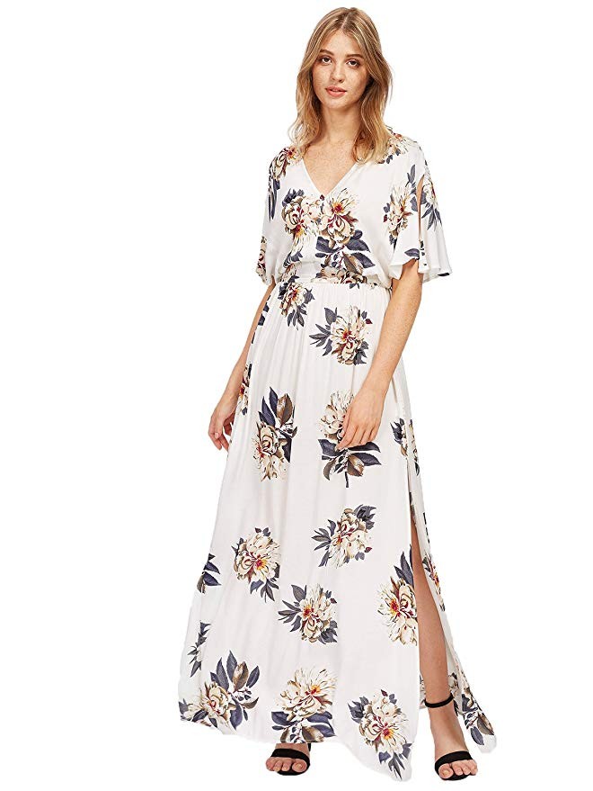 Milumia Women's Boho Split Tie-Waist Vintage Print Maxi Dress | Amazon (US)