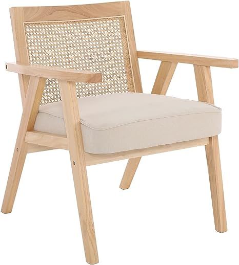 Chairus Living Room Accent Chair, Chenille Upholstered Lounge Armchair with Breathable Rattan Bac... | Amazon (US)