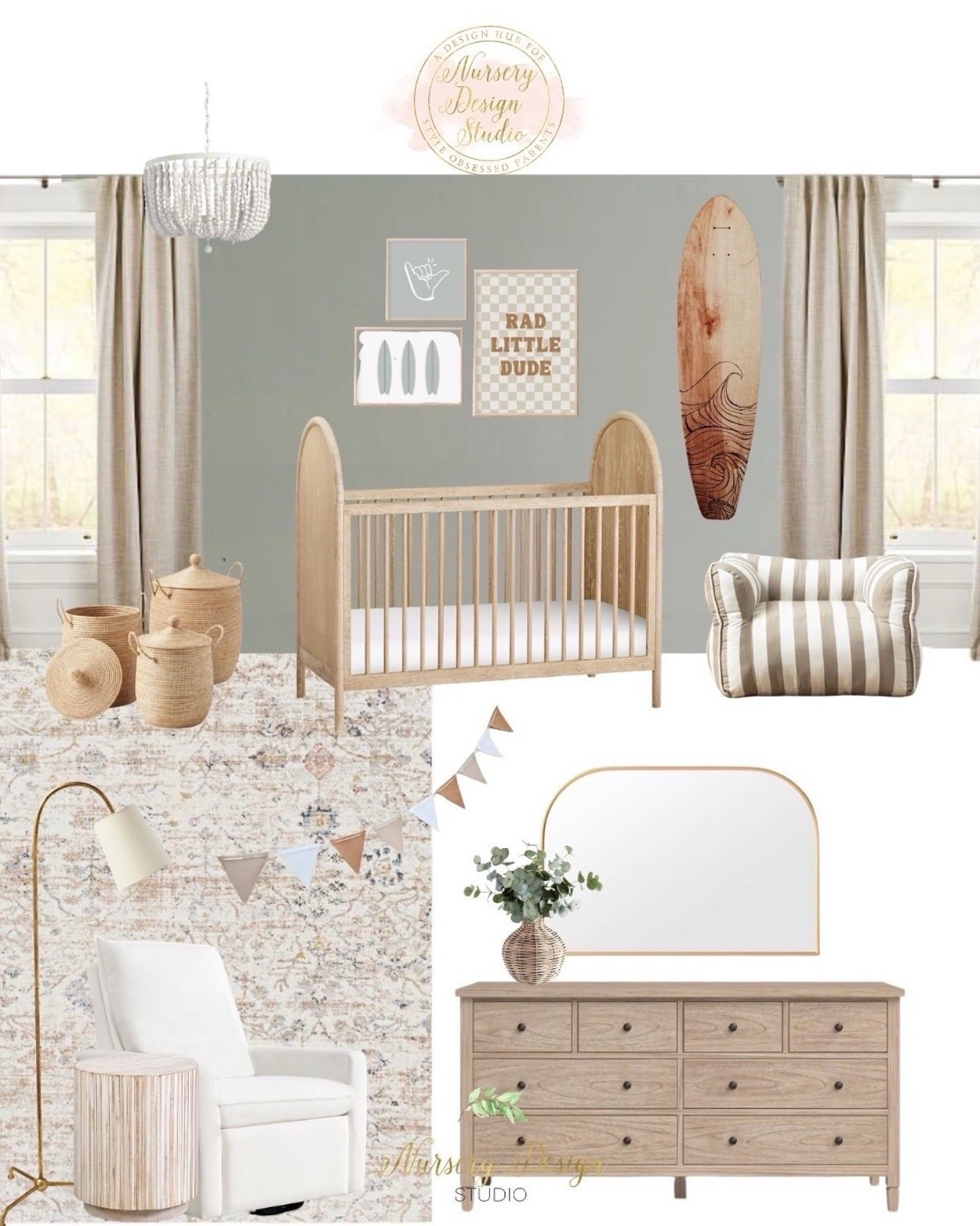 You weren’t expecting sea-glass walls and a surfboard in a nursery… were you?

But here we are.

Relaxed. Elevated.
Endless summer energy.

#BoysNursery #CoastalDecor #NeutralNursery #BabyRoomInspo #timelessdesign

#LTKHome #LTKSaleAlert #LTKBaby