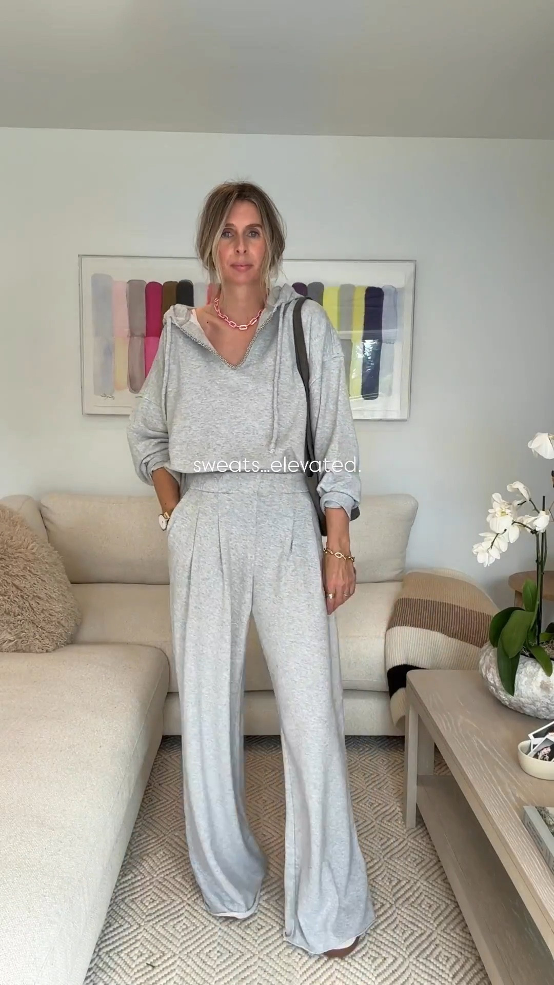 sweats…elevated! wearing medium hoodie, small pants. 

couldn’t love this more. the coolest and most comfortable set. annnnnnd, did you notice the beading on the hoodie!! so so good! and let’s not forget this pink chain necklace…😮‍💨 

necklace is emma pills. can’t link it here i’m afraid. 

wear for everyday elevated vibes or to travel. love. love. love! 

#LTKStyleTip #LTKSeasonal #LTKFindsUnder100