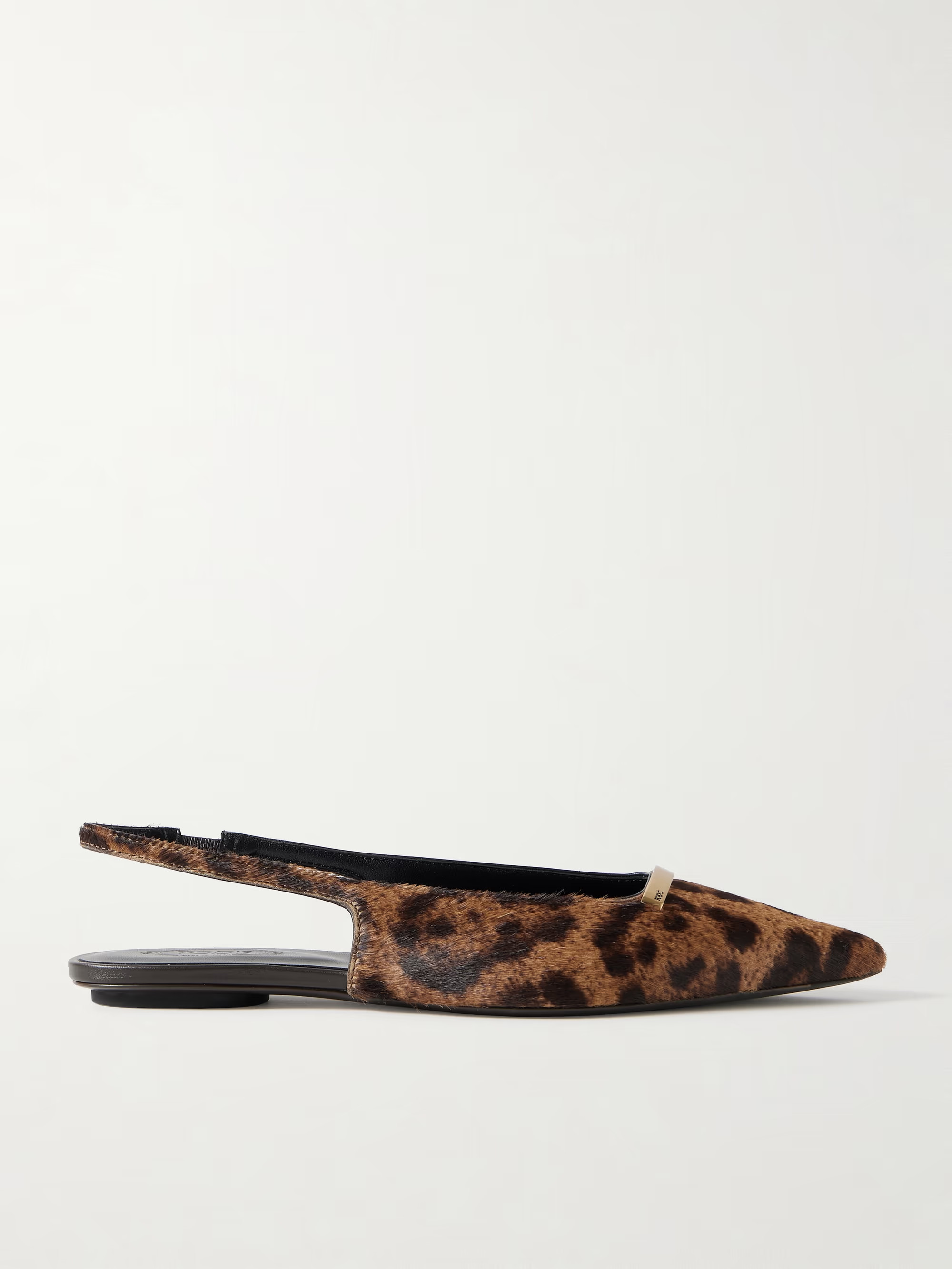 Embellished leopard-print calf hair slingback flats | NET-A-PORTER (US)