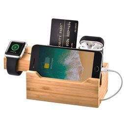 Trexonic 3 in 1 Bamboo Charging Station with Card Holder | Target