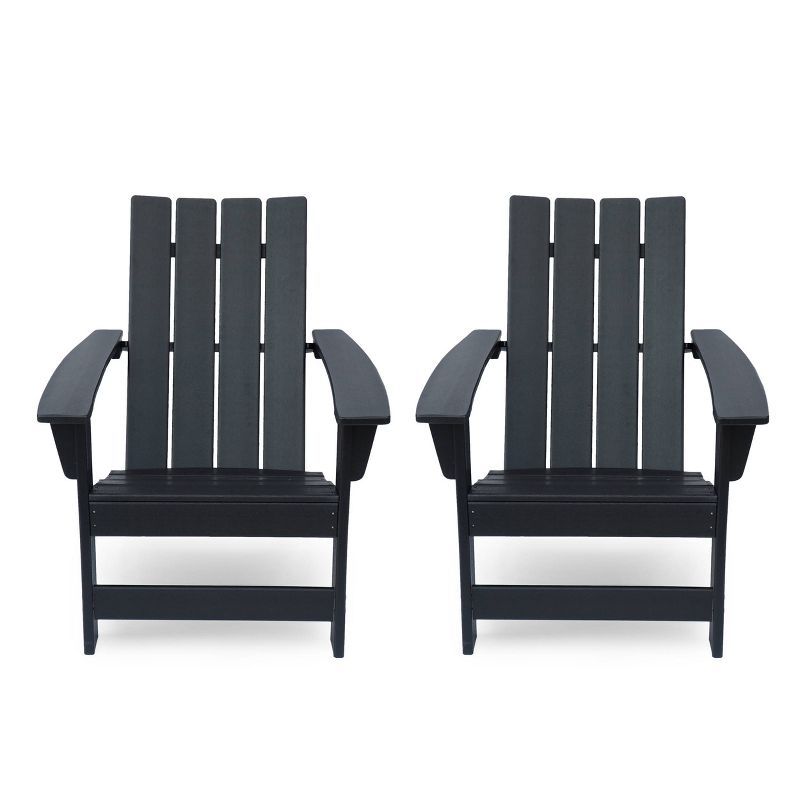 Encino 2pk Resin Contemporary Adirondack Chairs - Matte Black - Christopher Knight Home | Target