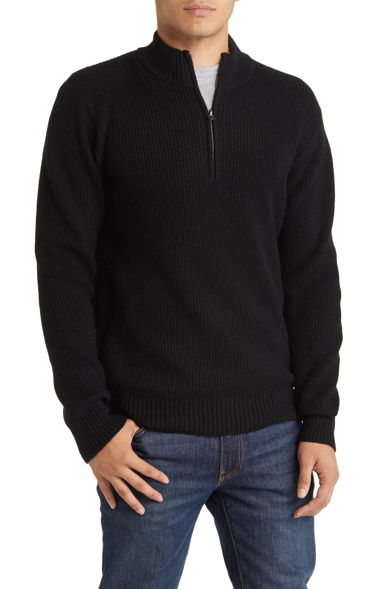 Half Zip Rib Wool Blend Sweater | Nordstrom