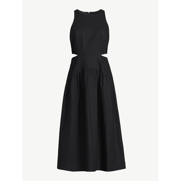 Scoop Women's Linen Cutout Midi Dress | Walmart (US)