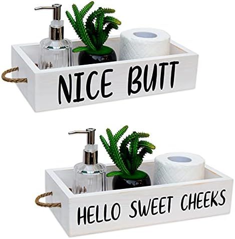 Nice Butt Bathroom Decor Box, 2 Sides with Funny Sayings -Perfect for Farmhouse Bathroom Decor, R... | Amazon (US)