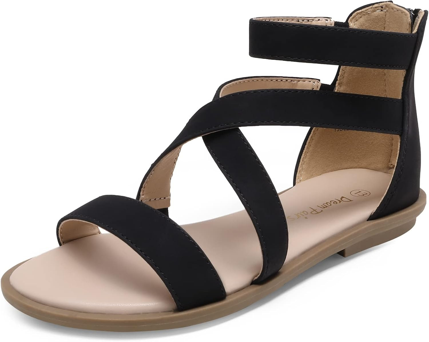 DREAM PAIRS Girls Gladiator Sandals with Zipper Strappy Sandals Toddler/Little Kid/Big Kid | Amazon (US)