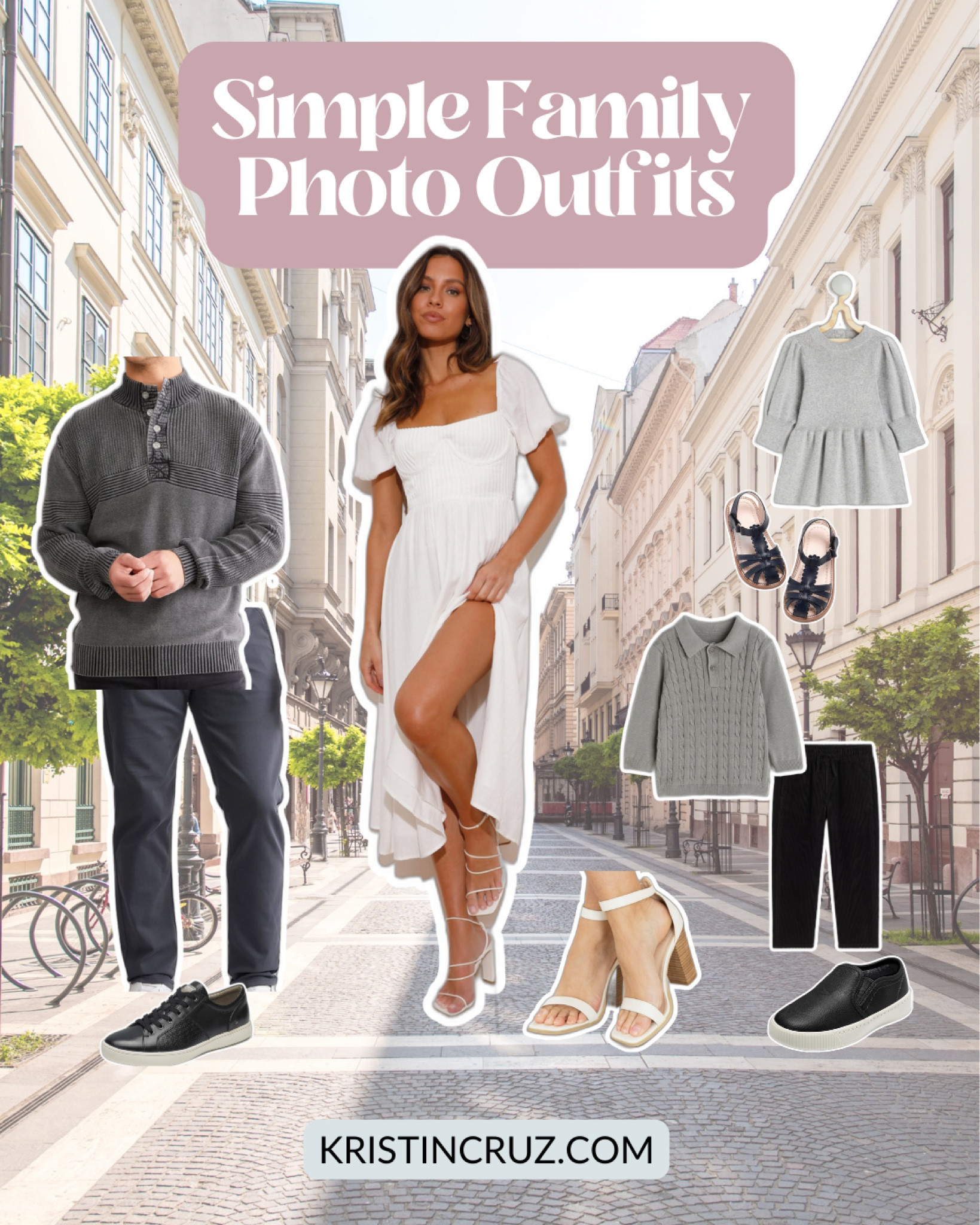 A collection of simple family photo outfits made for a rooftop photoshoot or city background. I stuck with a black, white and gray palette for these outfits. All of them will photograph well and are coordinated to stand out on their own with different textures and slightly different colors. If you use one of these for a family Photoshoot I’d love to see how they come out! 

#LTKmens #LTKfamily #LTKstyletip