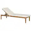 Safavieh Del Mar Natural Wood Frame Stationary Chaise Lounge Chair with Off-white Cushioned Seat | Lowe's