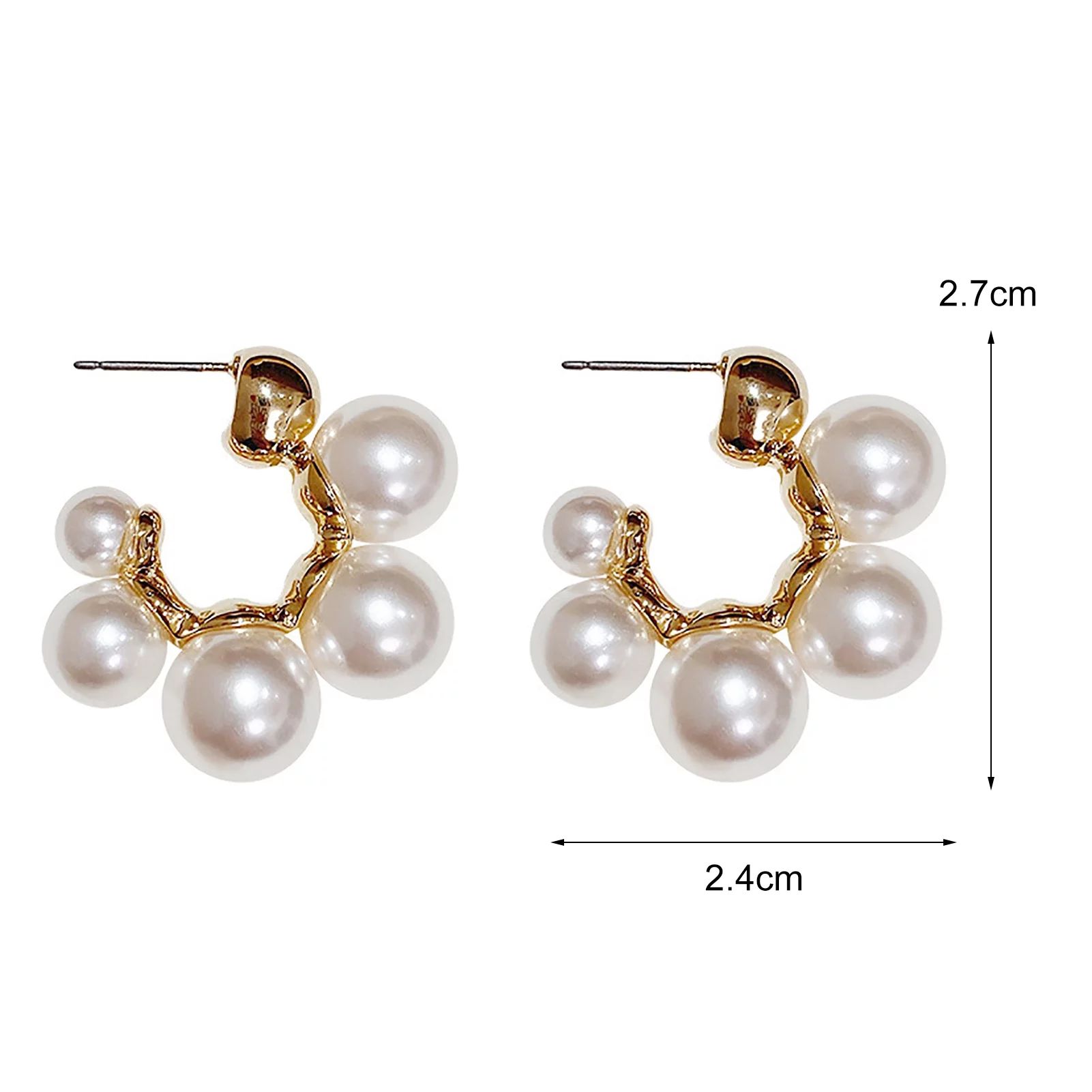 Jiaroswwei Faux Pearl Women Earrings Golden Alloy Simple Elegant Stud Earrings Fashion Jewelry - ... | Walmart (US)