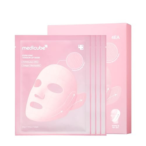 medicube PDRN Pink Tension Up Mask | 3-Step V-line Mask for Contoured-Looking Chin & Jawline | Full-Face Firming Care with Salmon PDRN, NAD & Caffeine | Korean Skincare, 34g x 4ea + Tightening Band | Amazon (US)