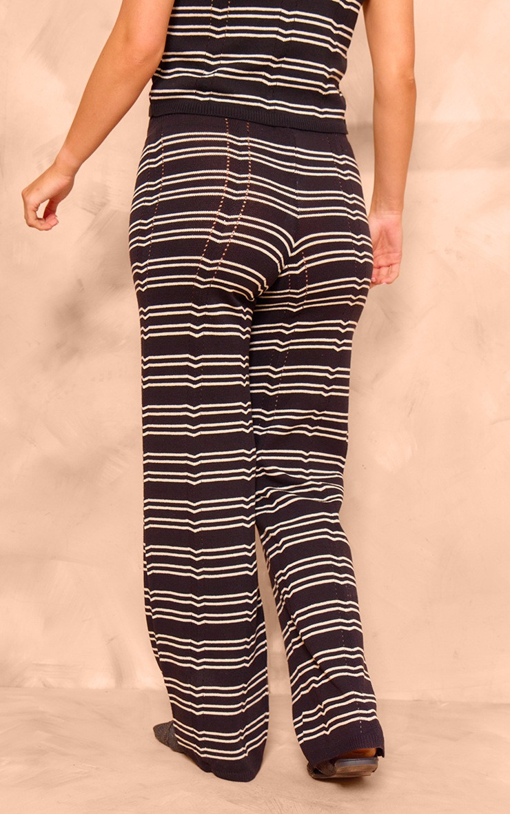 Maternity Black Striped Wide Leg Knit Pants | PrettyLittleThing US