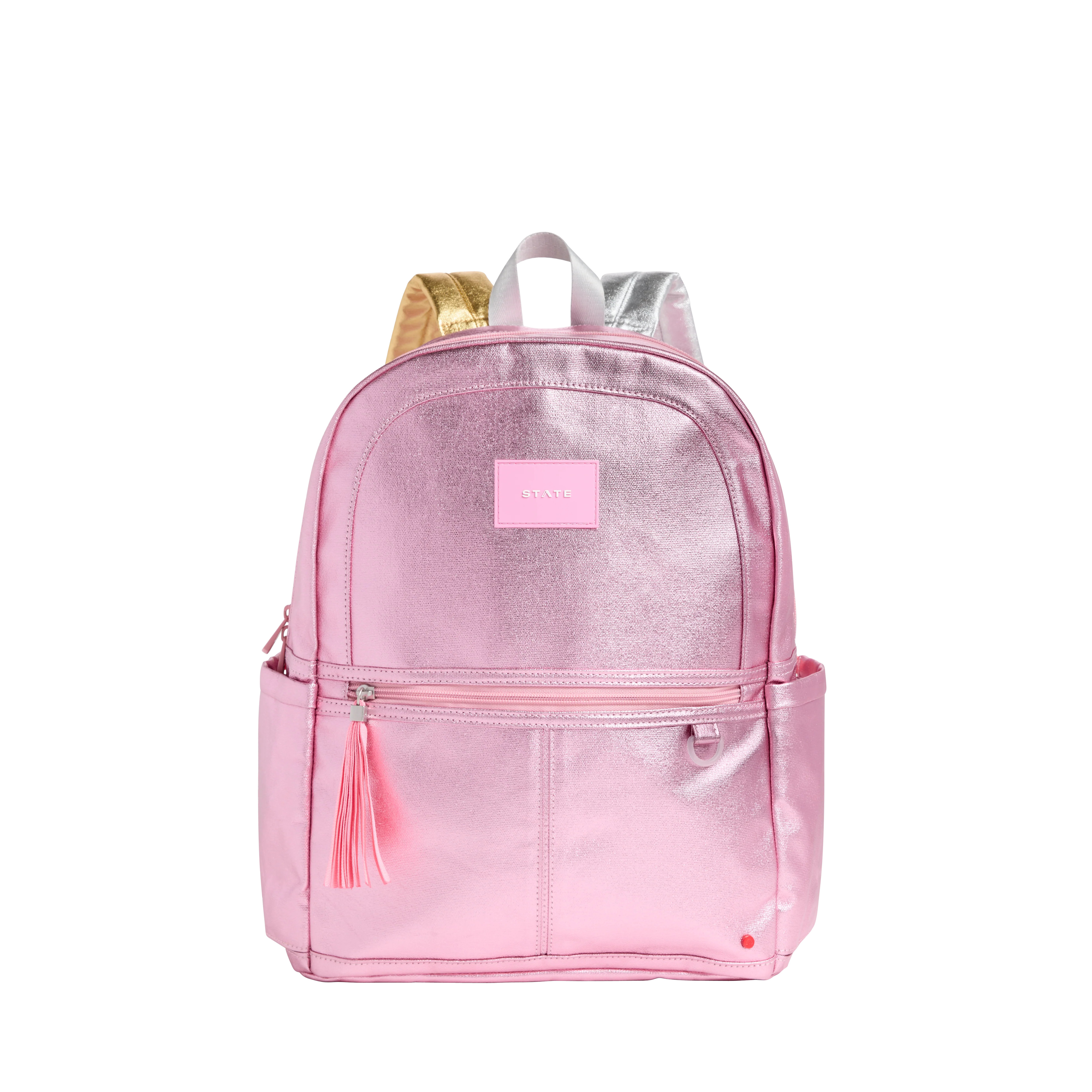 STATE Bags | Kane Kids Double Pocket Backpack Metallic Pink/Silver | STATE Bags