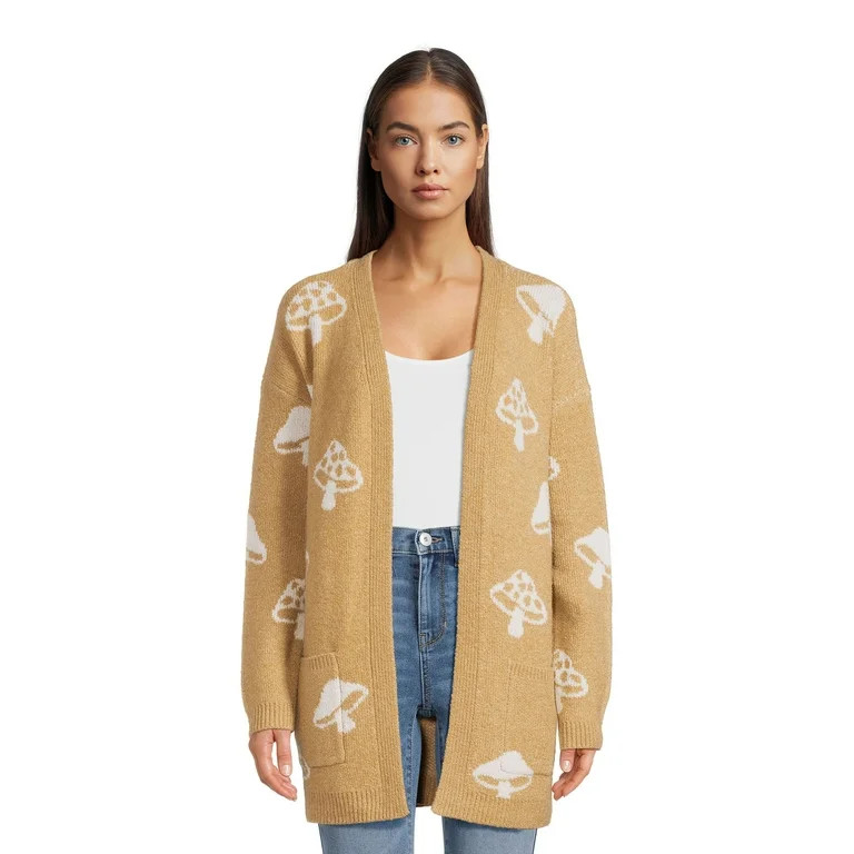 No Boundaries Juniors Conversational Cardigan, Sizes XS-3XL - Walmart.com | Walmart (US)