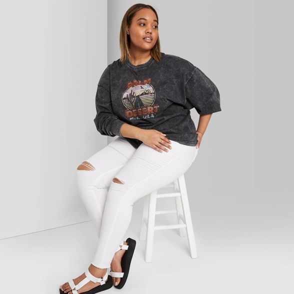Women's Plus Size Long Sleeve Boxy T-shirt - Wild Fable™ Black | Target