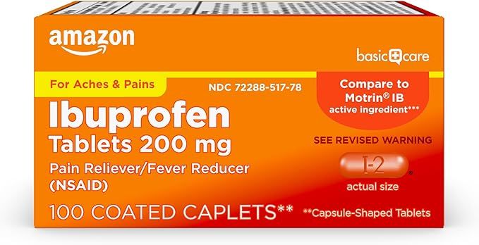 Amazon Basic Care Ibuprofen Tablets, 200 mg, Pain Reliever and Fever Reducer, For Arthritis, Toot... | Amazon (US)