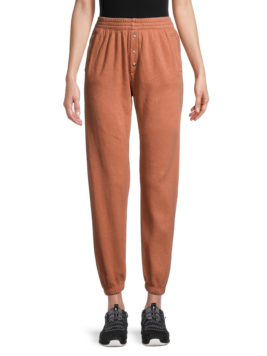 DONNI. Women's Fleece Faux Button-Down Joggers - Clay - Size S | Saks Fifth Avenue OFF 5TH