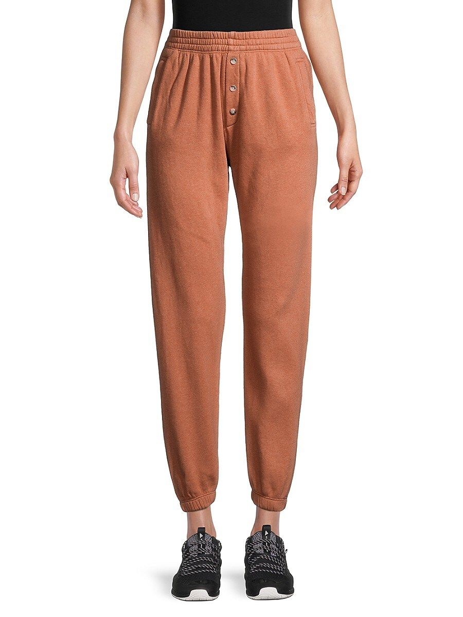 DONNI. Women's Fleece Faux Button-Down Joggers - Clay - Size S | Saks Fifth Avenue OFF 5TH
