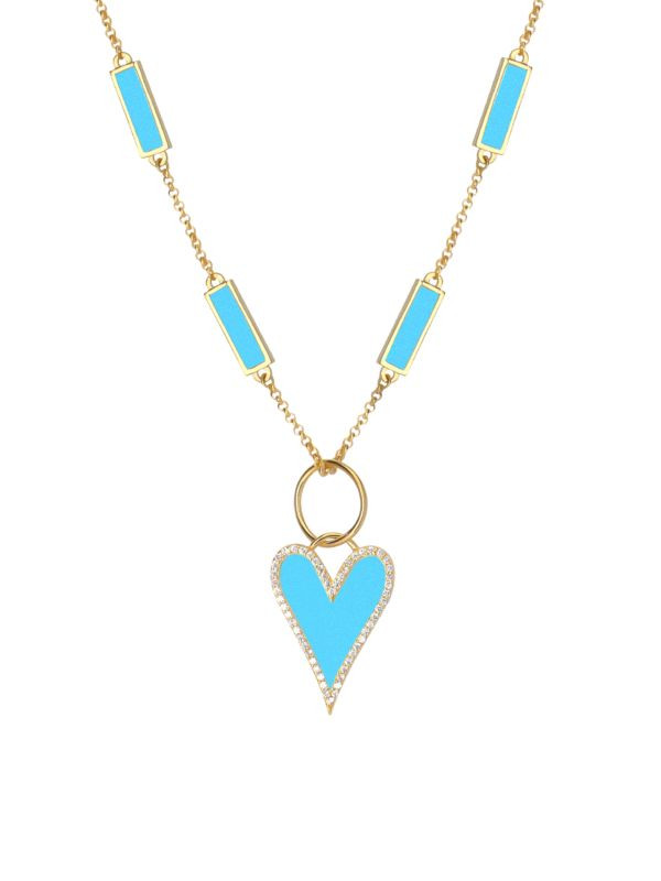 Love Is Love 14K Gold Vermeil & Turquoise Inlay Heart Pendant Necklace | Saks Fifth Avenue OFF 5TH