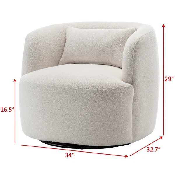 Sydney 34" Wide Boucle Upholstered Swivel Armchair | Wayfair North America