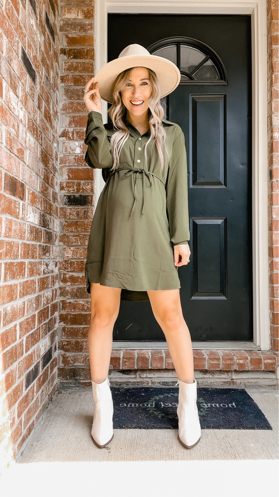 Pink Lily Fall Transitional Outfit, shirt dress, button up dress, maternity, bump style 🍁

#LTKunder50 #LTKSeasonal #LTKstyletip