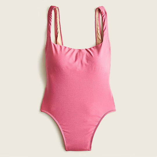 Shiny squareneck one-piece | J. Crew US