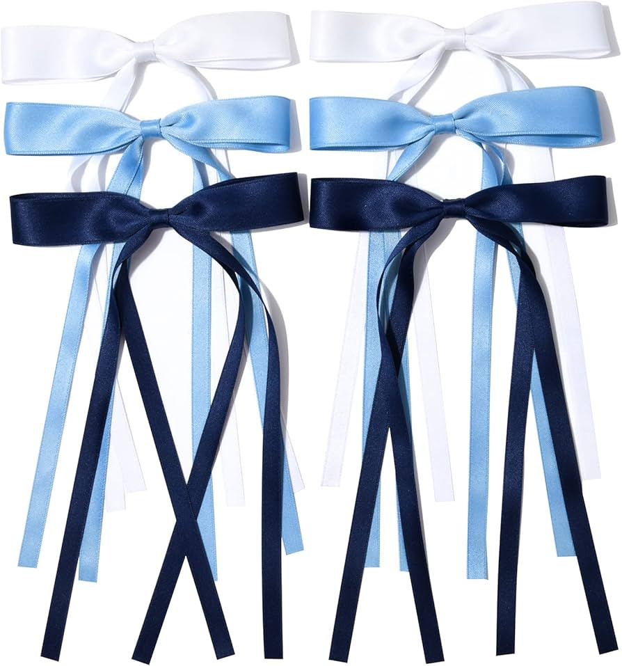 Aileam 6PCS Hair Bows for Women Clip Tassel Ribbon Ponytail Holder Accessories Slides Metal Clips... | Amazon (US)