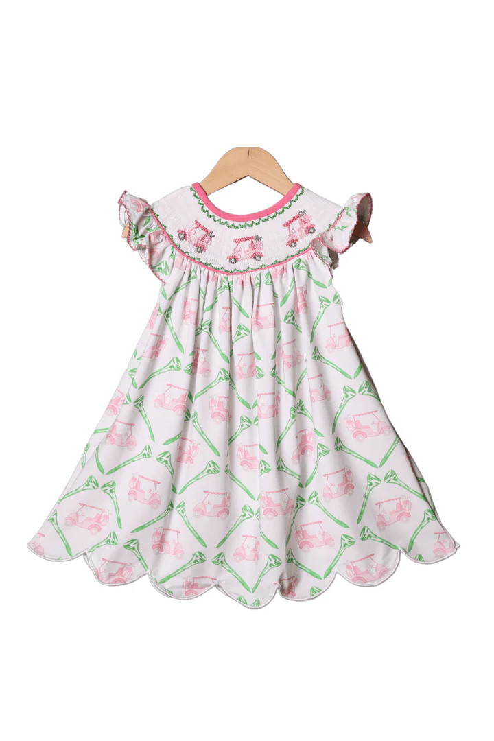 Smocked Pink Golf Cart Dress | The Smocked Flamingo